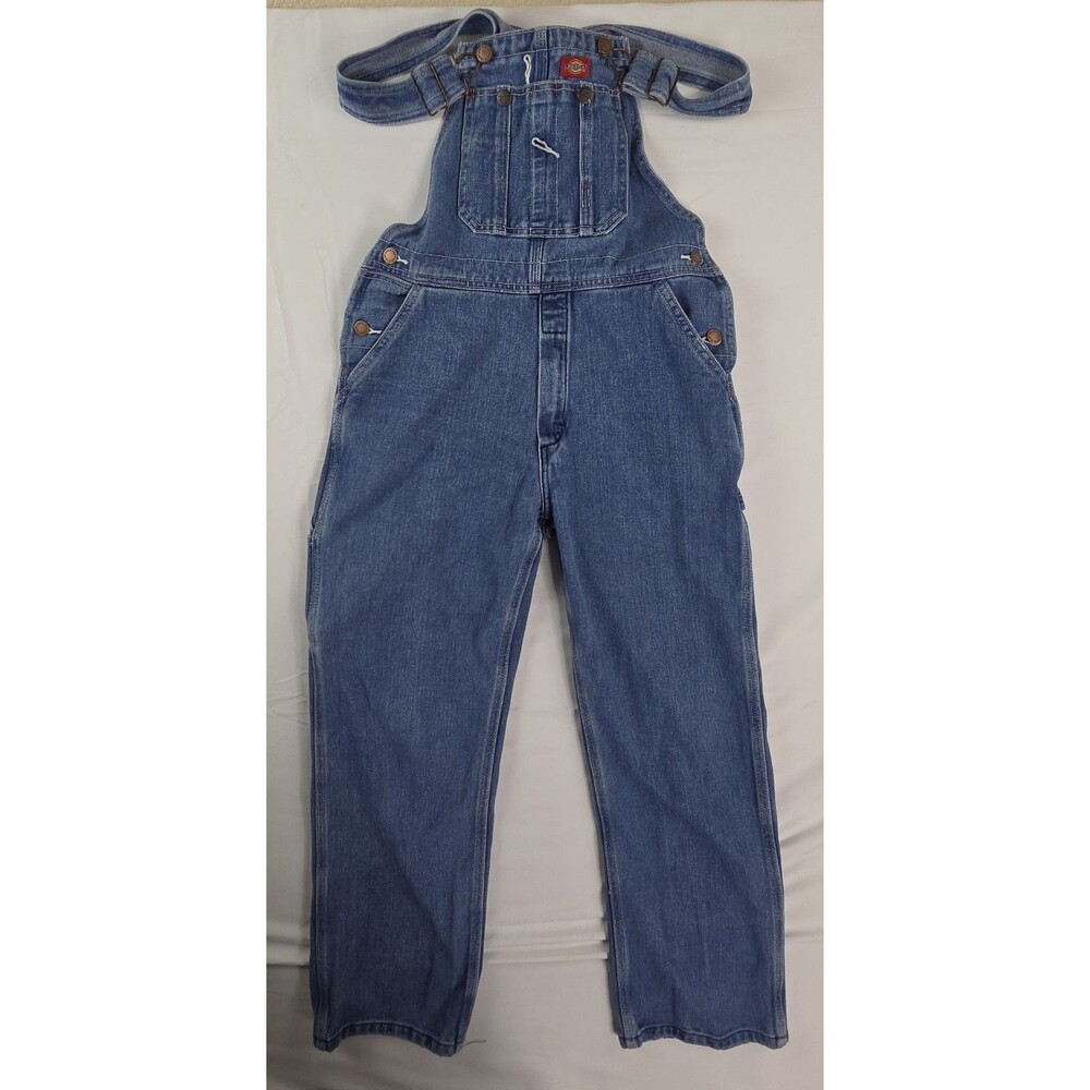 Dickies Overalls Womens Size M Blue Denim Cotton Carpenter Workwear Relaxed Fit